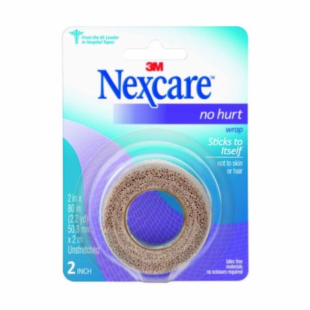 Nexcare No Hurt Cohesive Bandage 2 X 80 Inch Self-Adherent Closure Tan NonSterile Standard Compression, 24PK NHT-2
